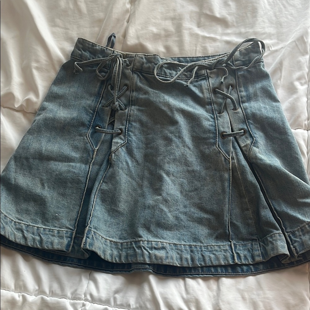 Denim Lace-Up Skirt